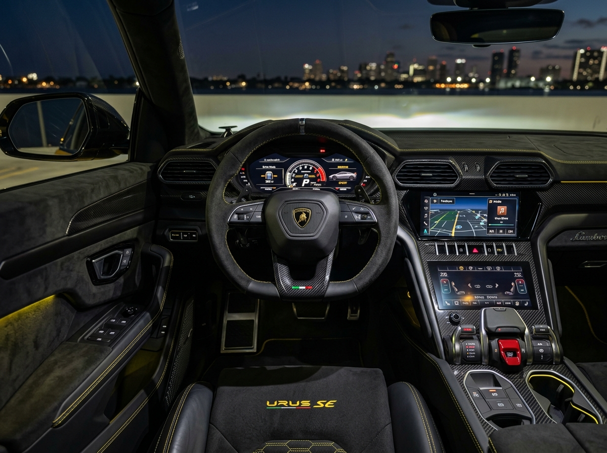 Lamborghini Urus SE digital cockpit and Alcantara interior